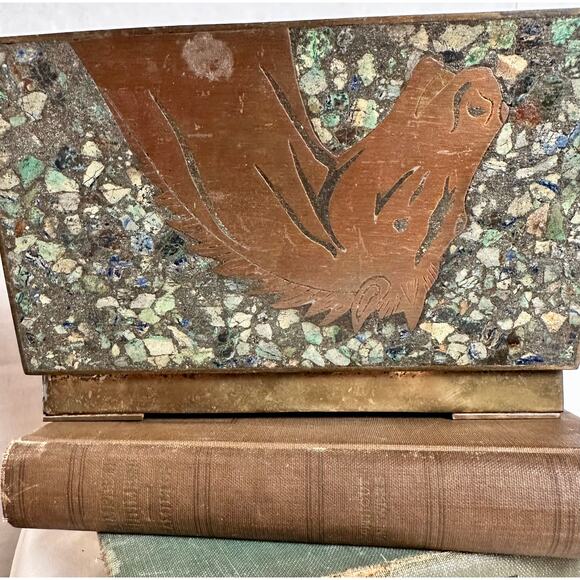 Vintage Mexican Mixed Metals Malachite Lapis Inlay Box - Picture 8 of 10